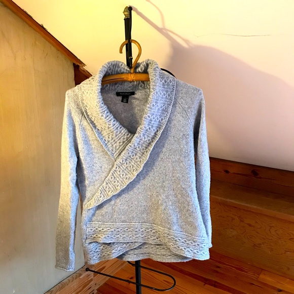 White House Black Market Sweaters - White House Black Market Grey Sparkle Faux Wrap Sweater, EUC, S